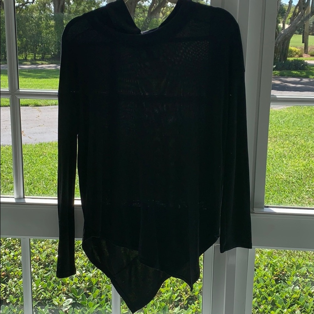 Black asymmetrical turtleneck sweater